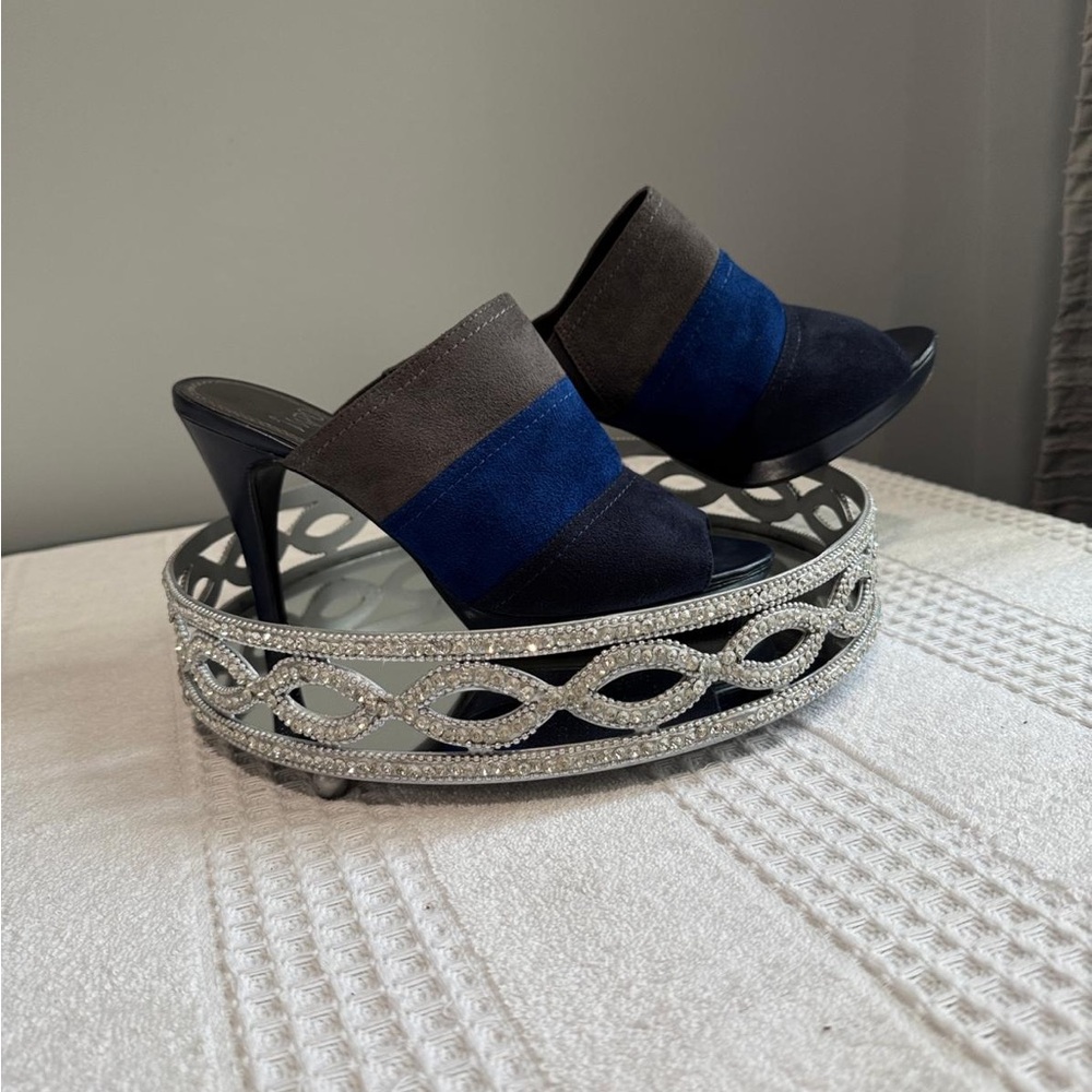 Impo Black and Blue Heeled Mules